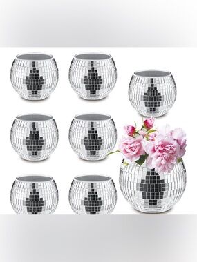 Silver Disco Ball Vases-5 Count